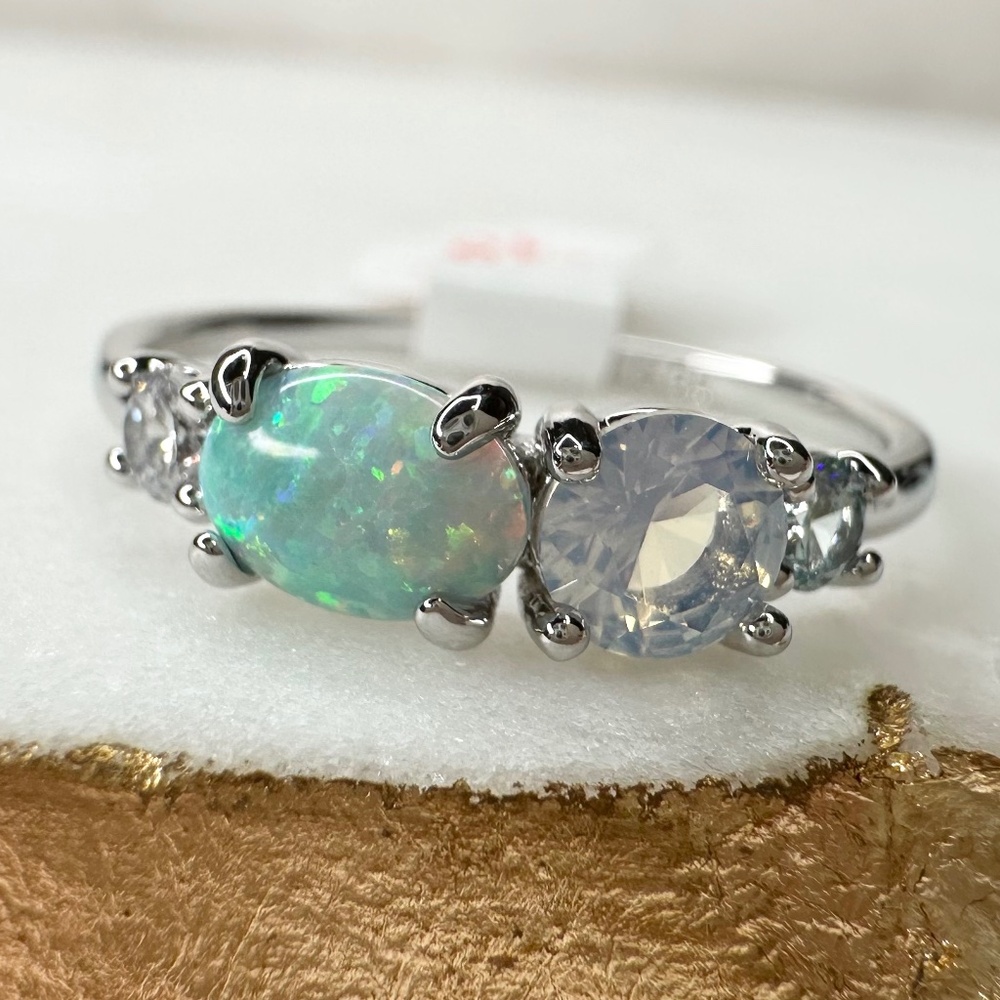 Bomb Party Original Opal and Moonstone Ring No Words Needed Size 10 RBP7475 NWT